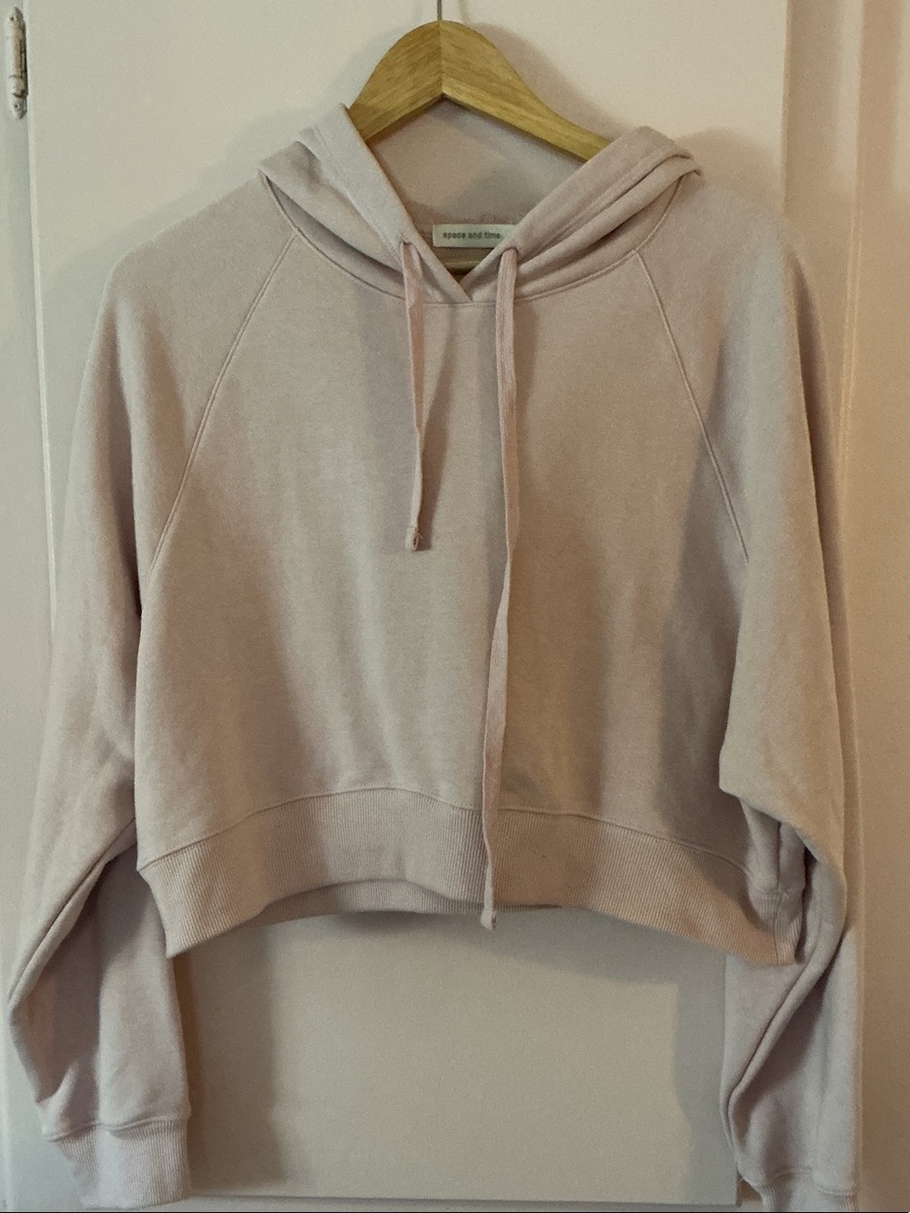 Space and Time Pink Cropped Hoodie - Women's Soft Pullover